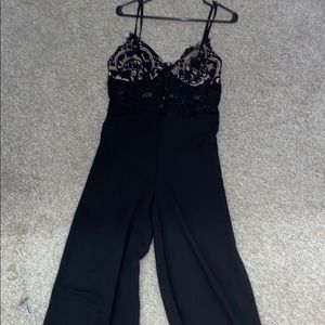 Black jumpsuit with lace top